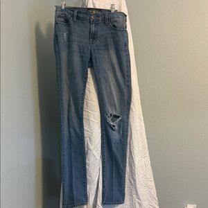 Lucky Brand Medium Blue Distressed “Brooke straight” Jeans